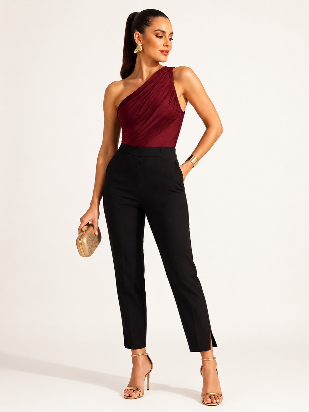Quince Ultra-Stretch Ponte Pintuck Ankle Pants Black Women’s S Side Zip